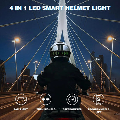 Smartes Helmlicht 4-in-1 RGB-LED-Rücklicht mit APP-Steuerung und 400 Minuten Laufzeit für Sicherheit beim Fahren bei Nacht 
