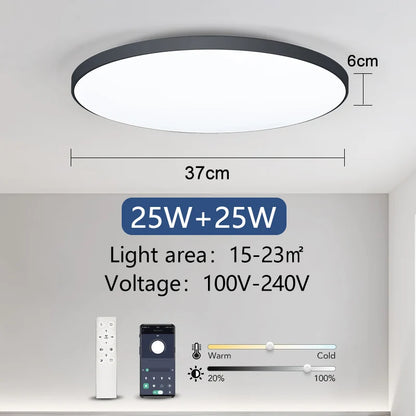 Plafonnier LED intelligent 36 W/50 W, intensité variable, avec application et télécommande, pour chambre/salon, 16 millions de couleurs