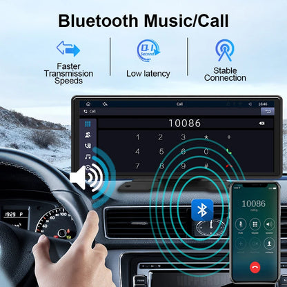 ‌10.26" Universal Car Radio Wireless CarPlay & Android Auto IPS Touch Screen Bluetooth/USB/AUX Multimedia Video Player HD Mirror Link GPS Navigation