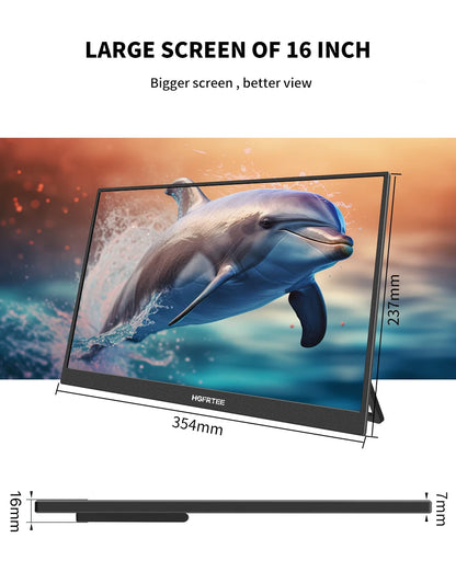 ‌16" Touch Portable Monitor 2K 16:10 IPS Screen 96% sRGB 350cd/m² HDR Type-C/HDMI Dual Ports