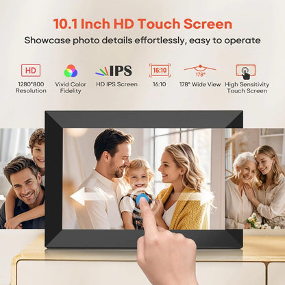 10.1 Inch WiFi Digital Picture Frame 1280x800 IPS Touch Screen 32GB/64GB Wall Mountable Auto Slideshow