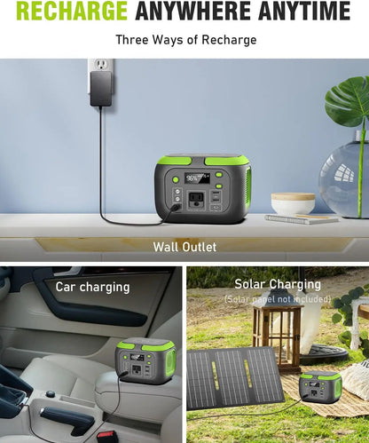 200W/155Wh Solar Power Station 42000mAh Li-ion Battery AC 110V + DC + USB QC3.0 Portable Generator for Camping/RV/Emergency15