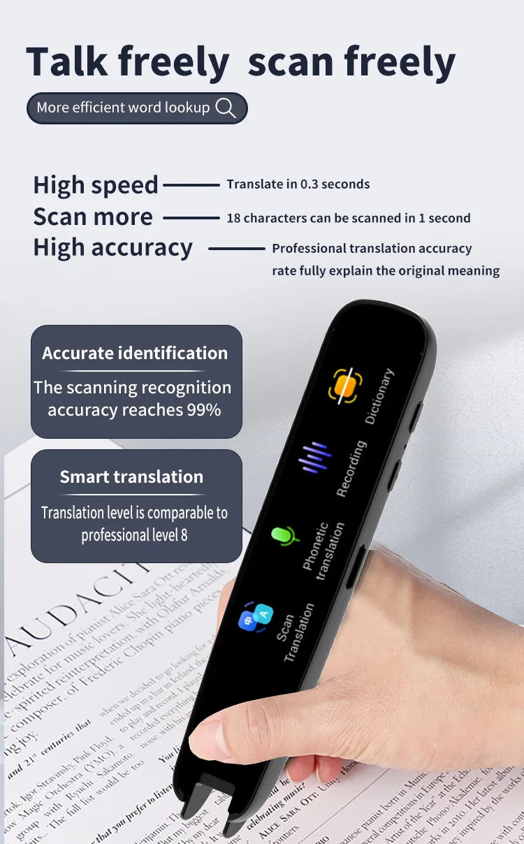 123-Language Smart Pen Offline Textbook Scanner & English Dictionary with Voice Translation