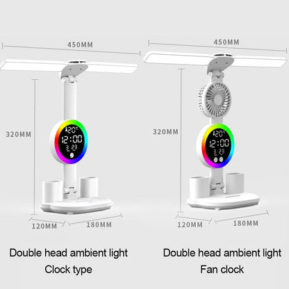 Verstellbare Lese-Schreibtischlampe, wiederaufladbare LED-Schreibtischlampe, Arbeitszimmer-Schreibtischlampe, Leselampe, LED-Nachtlicht mit Ventilator 