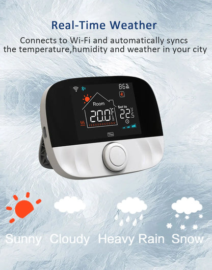 Smart WiFi RF 868Hz Wireless Thermostat for Gas Boiler & Floor Heating Tuya/Google/Alexa Compatible Programmable Temperature Controller with Battery Power