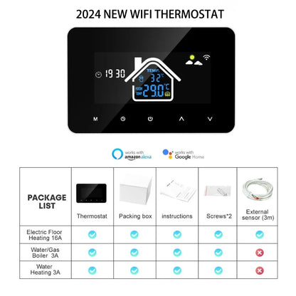 Electric floor heating, plumbing, LCD display screen, intelligent temperature controller, Tuya WiFi temperature controller