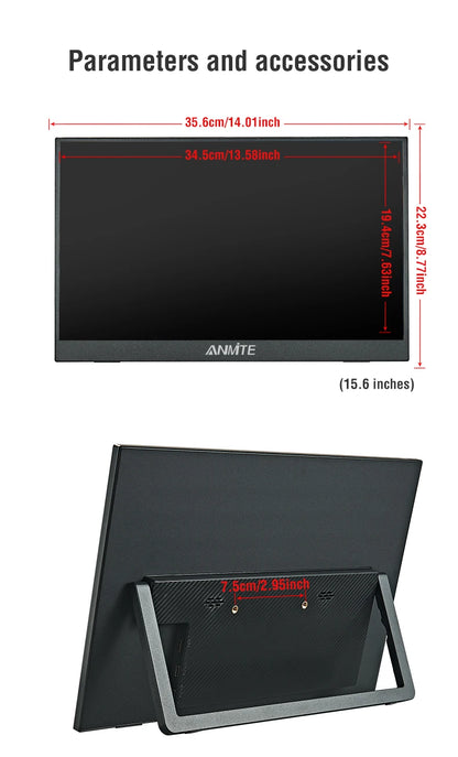 15.6 Inch FHD IPS Portable Touch Screen Monitor with Low Blue Light HDMI/USB-C for XBox PS5 Switch Laptop PC Phone