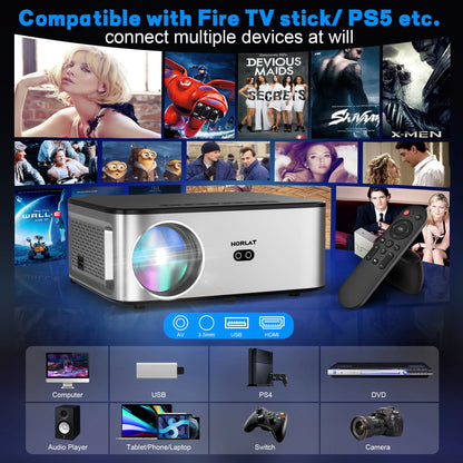 26000 lumens cinema grade giant screen Android 4K projector 8K decoding laser autofocus+trapezoidal correction 5G dual band WiFi portable outdoor