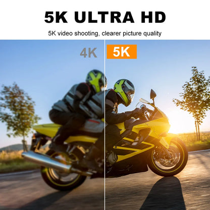 5K/4K60FPS Action Cam: Dual Touch Screen WiFi EIS 170° FOV 30M Waterproof w/ Remote