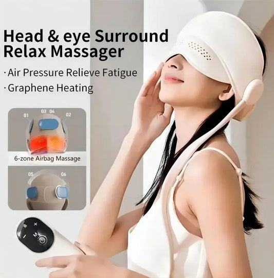 Graphene hot compress intelligent head eye massager pressure kneading+constant temperature hot compress deep relaxation sleep aid device