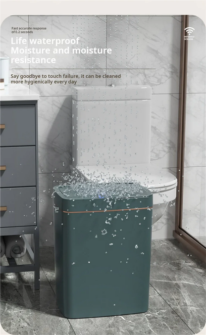 15L intelligent induction garbage bin with automatic packaging and bag changing. Narrow body design suitable for white in bathroom/living room