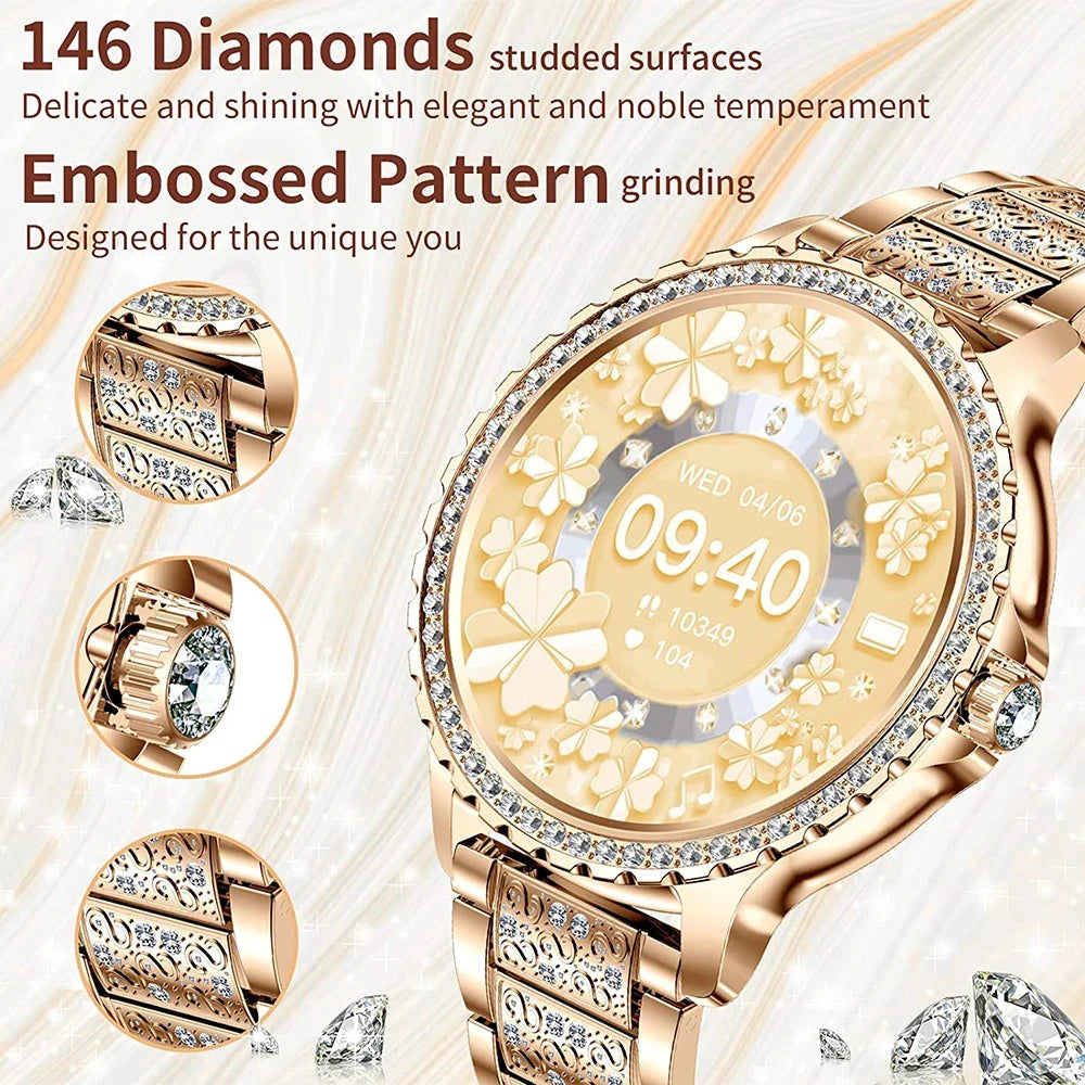 AMOLED Smartwatch for Women Heart Rate/Blood Oxygen Bluetooth Call Android/iOS Compatible
