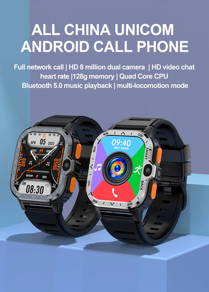 4G smartwatch men's dual camera high-definition+GPS positioning 16G/64G memory support NFC/WiFi dual card call sports wristband