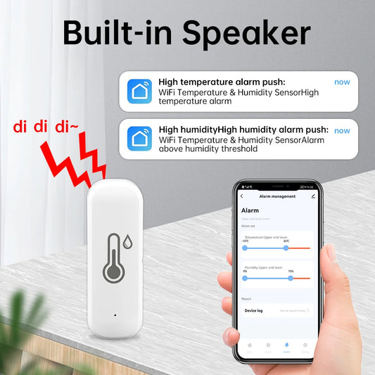 Voice App Remote Control Alexa Google Home Work Tuya Intelligent Wifi Temperature And Humidity Sensor Indoor Thermometer Monitor