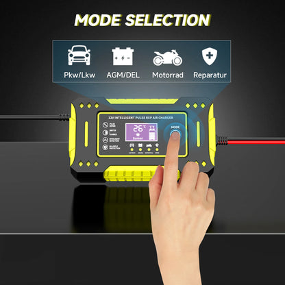 LCD-Display 6A/12V Blei-Säure-Batterie Intelligentes Ladegerät zur Reparatur von Auto- und Motorradbatterien 