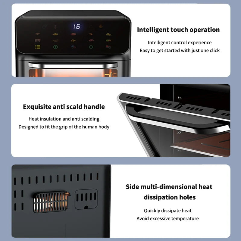 ‌10L Intelligent Touch Screen Air Fryer 360° Oil-Free Cooking Household Large Capacity Electric Fryer