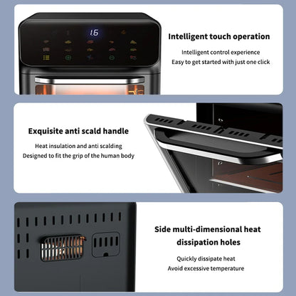 ‌10L Intelligent Touch Screen Air Fryer 360° Oil-Free Cooking Household Large Capacity Electric Fryer