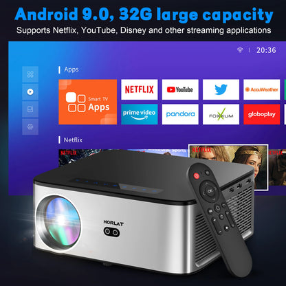 26000 lumens cinema grade giant screen Android 4K projector 8K decoding laser autofocus+trapezoidal correction 5G dual band WiFi portable outdoor