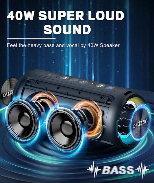 40W stunning subwoofer outdoor speaker IP7 waterproof+30 hour battery life Bluetooth 5.3 wireless connection