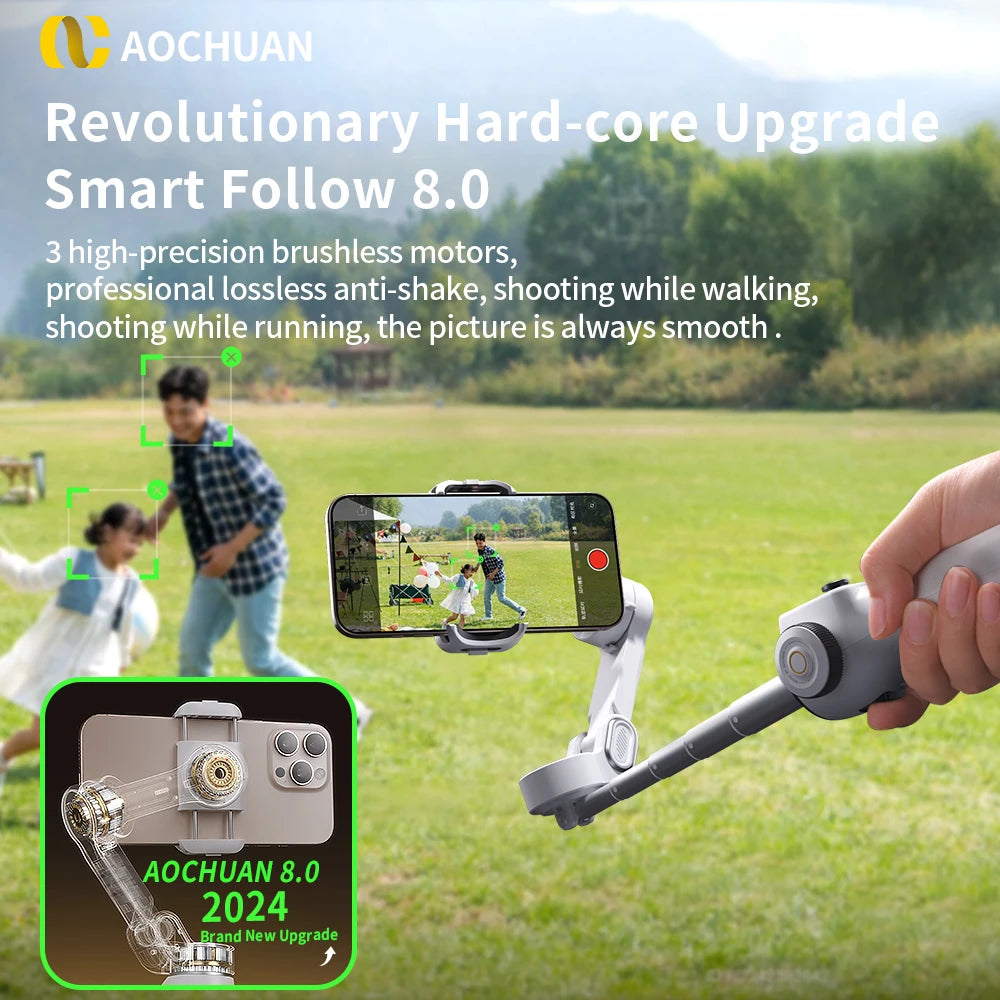 IPhone/Android Tiktok Vlog Smart V8 3-axis handheld facial tracking gimbal phone stabilizer
