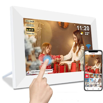 10.1 Inch WiFi Digital Picture Frame 1280x800 IPS Touch Screen 32GB/64GB Wall Mountable Auto Slideshow
