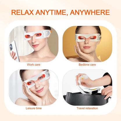 LED-Photonen-Augenmaske zur Hautverjüngung, Dual-Modus, Rot-/Blaulicht, Anti-Aging, lässt dunkle Ringe verschwinden und glättet feine Linien, intelligente Massage lindert Augenermüdung