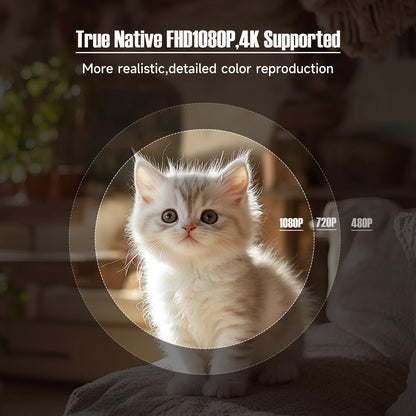 True 4K Portable Intelligent Projector Native 1080P+Autofocus Android 11 System+360° Cinema Grade Surround