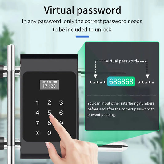 Smart Fingerprint Door Lock Tuya APP & Bluetooth Control 13.56MHz NFC Card + Password Entry U-Type Office Lock with Biometric Security