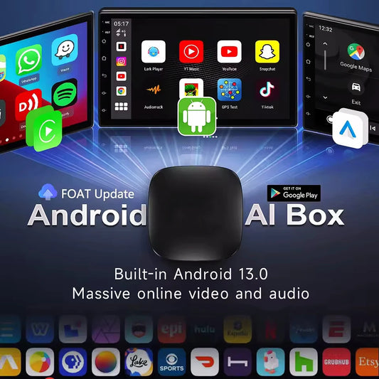 5G WiFi Smart AI Box Wireless Android Auto/CarPlay Adapter with Netflix/YouTube Support Plug & Play Car Intelligence Upgrade