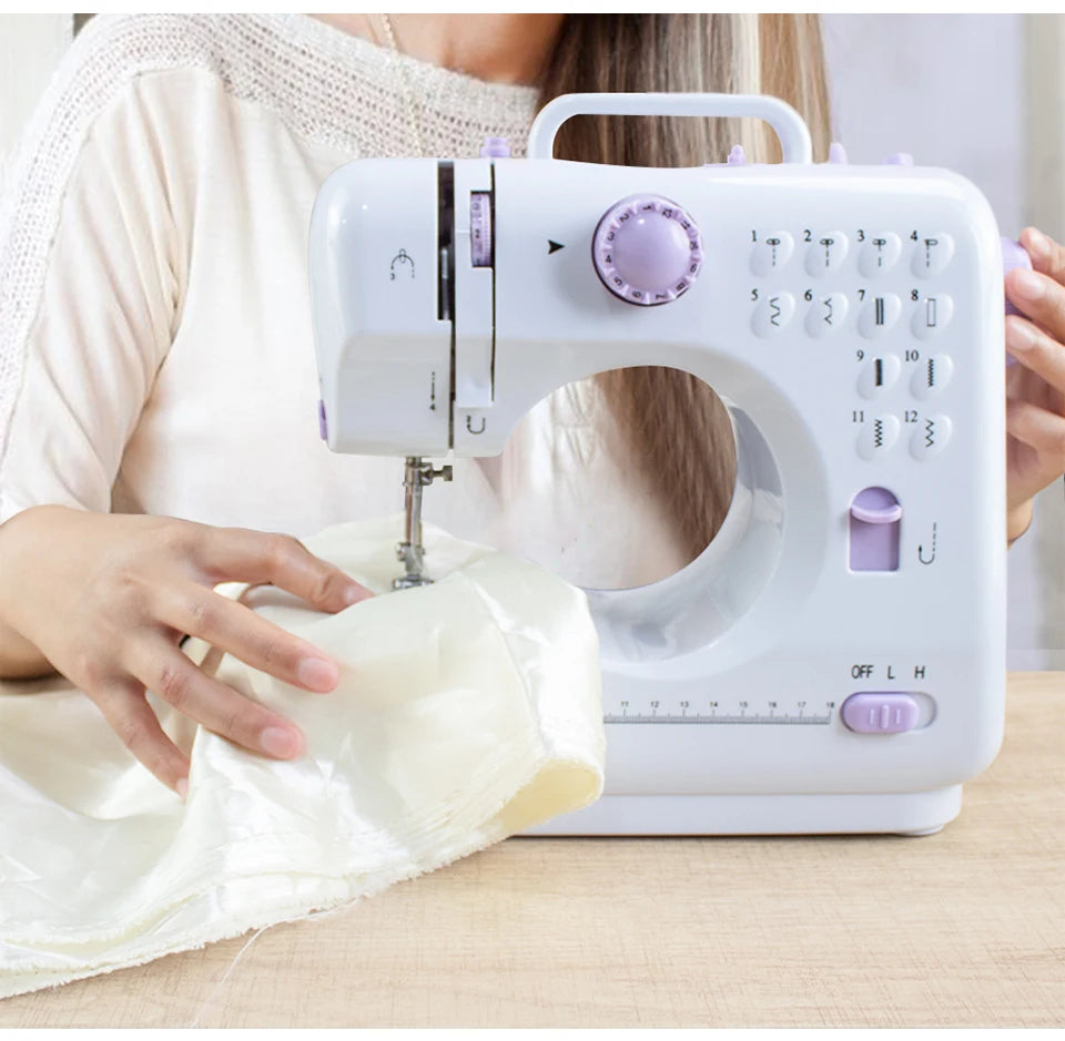 Intelligent speed regulation electric sewing machine, home small 12 thread patterns+LED lighting, travel portable DIY hand tools