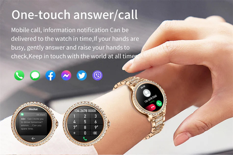 AMOLED Smartwatch for Women Heart Rate/Blood Oxygen Bluetooth Call Android/iOS Compatible