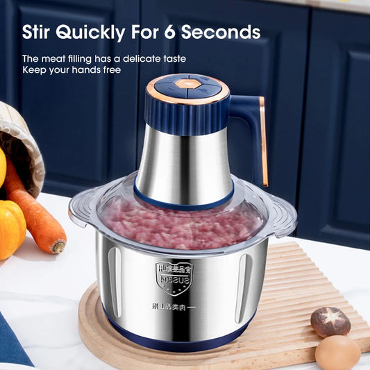 Stainless Steel Multifunctional Vegetable Slicer, Chopper, Kitchen Appliance 5L Electric Meat Grinder, Food Grinder