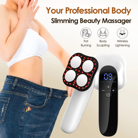 Professional Cordless Body Sculpting Machine 6 in 1 RF Cavitation Fat Remover for Belly/Thighs/Arms with LED Display & 3 Speed Modes