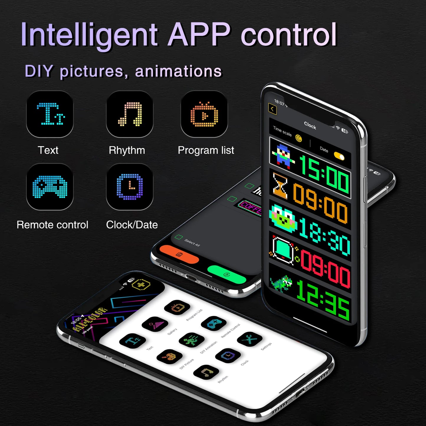 RGB LED Matrix Panel for Trucks Bluetooth App-Controlled DIY Programmable Scrolling Eyes