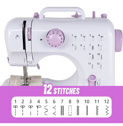 Intelligent speed regulation electric sewing machine, home small 12 thread patterns+LED lighting, travel portable DIY hand tools