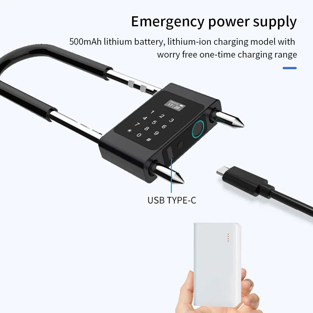 Smart Fingerprint Door Lock Tuya APP & Bluetooth Control 13.56MHz NFC Card + Password Entry U-Type Office Lock with Biometric Security