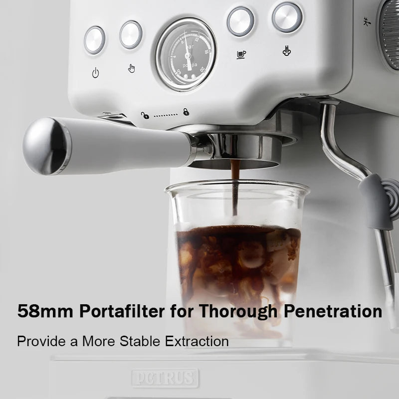 ‌220V Commercial Italian Coffee Machine 58mm Bottomless Handle Stainless Steel Extraction System Professional Steam Milk Frother