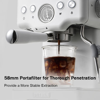 ‌220V Commercial Italian Coffee Machine 58mm Bottomless Handle Stainless Steel Extraction System Professional Steam Milk Frother