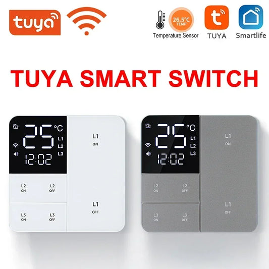 100-250V 1/2/3 post wall lamp button switch timing remote control Tuya intelligent WiFi switch with temperature and time display function