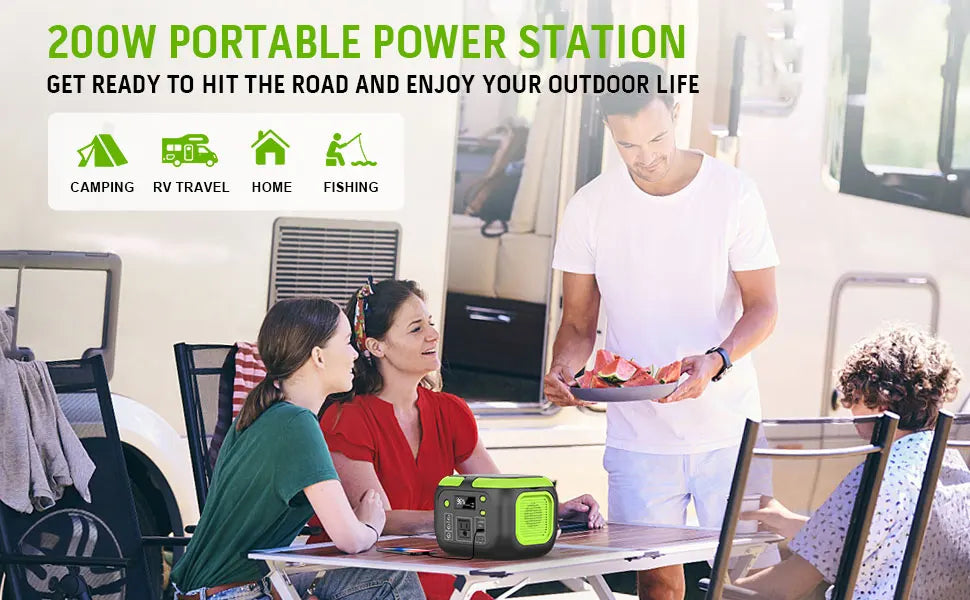 200W/155Wh Solar Power Station 42000mAh Li-ion Battery AC 110V + DC + USB QC3.0 Portable Generator for Camping/RV/Emergency15