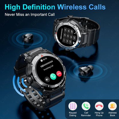 Montre connectée NFC 2 en 1 avec casque, appels musicaux locaux, moniteur de santé, montre de sport étanche IP68