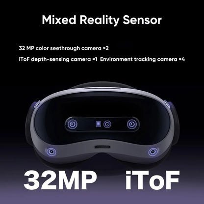 4 Ultra VR-MR Headset with 4K Micro-OLED Display Wireless 6DOF Tracking 3200MP Color Passthrough Snapdragon XR2 Gen 2 105° FOV PC/Android Compatible