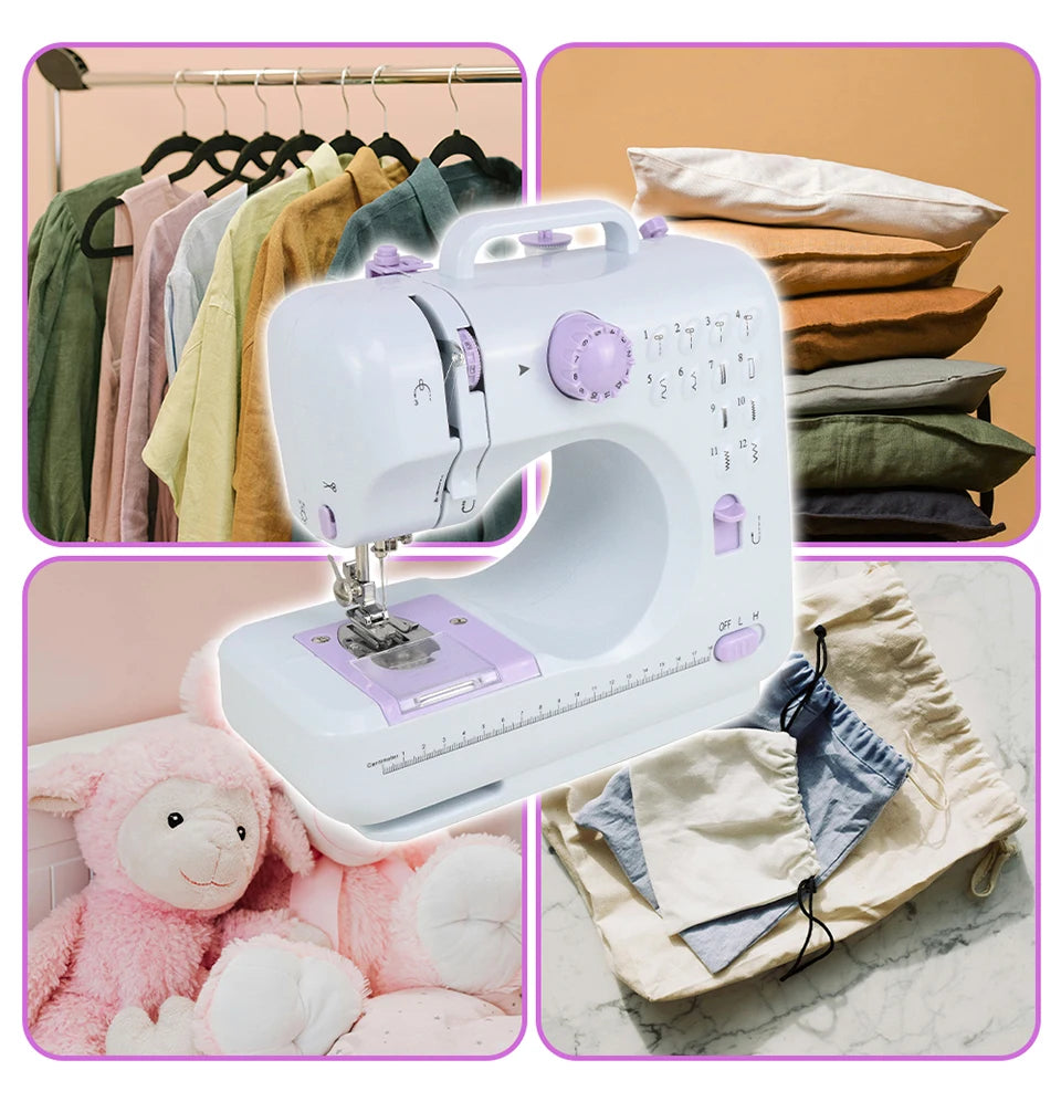 Intelligent speed regulation electric sewing machine, home small 12 thread patterns+LED lighting, travel portable DIY hand tools