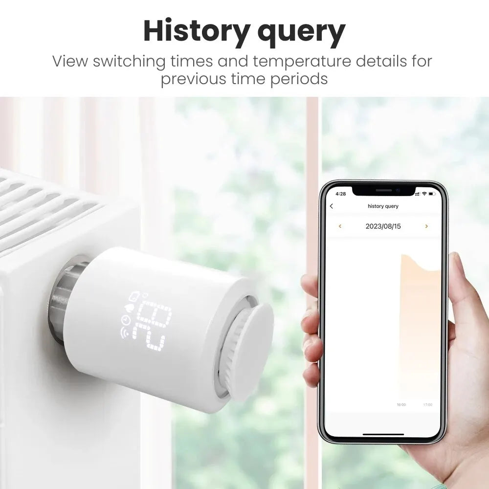 Intelligent TRV Thermostatic Valve Controller is used in Conjunction with Alexa, Google Home, and Alice for AVATTO Tuya ZigBee 3.0 Thermostatic Radiator Actuator