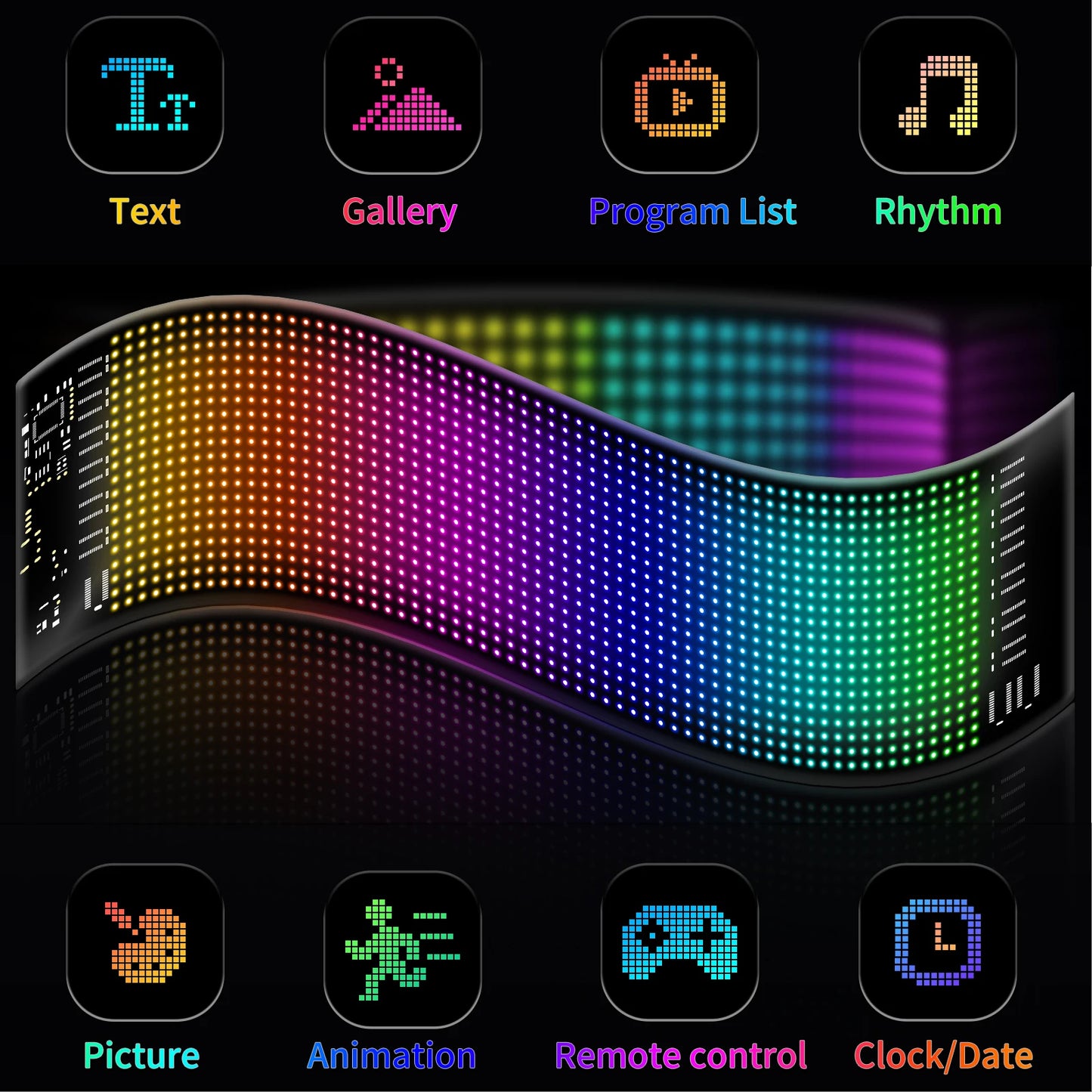 RGB LED Matrix Panel for Trucks Bluetooth App-Controlled DIY Programmable Scrolling Eyes