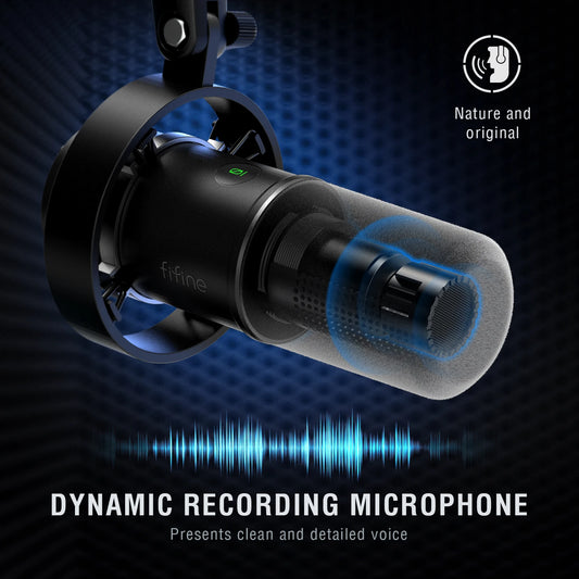 Recording microphone suitable for PC audio board streaming, white USB/XLR microphone with gain knob/touch mute/headphone jack