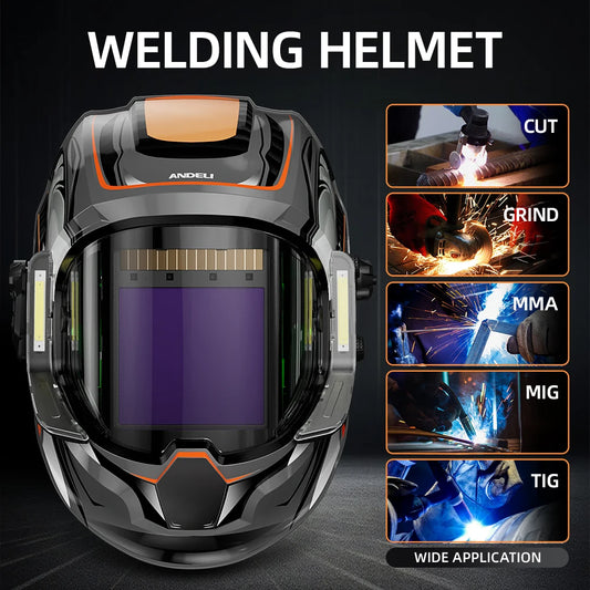 Welding Face Mask automatically darkens Welding Helmet with large field of view and true color