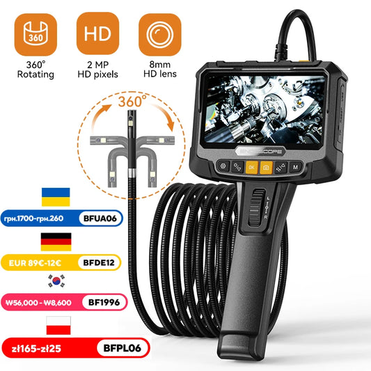 8mm 5-inch IPS screen 1080P single and dual lens detection endoscope 360 ° steering industrial endoscope camera
