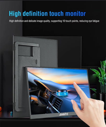 15.6 Inch FHD IPS Portable Touch Screen Monitor with Low Blue Light HDMI/USB-C for XBox PS5 Switch Laptop PC Phone