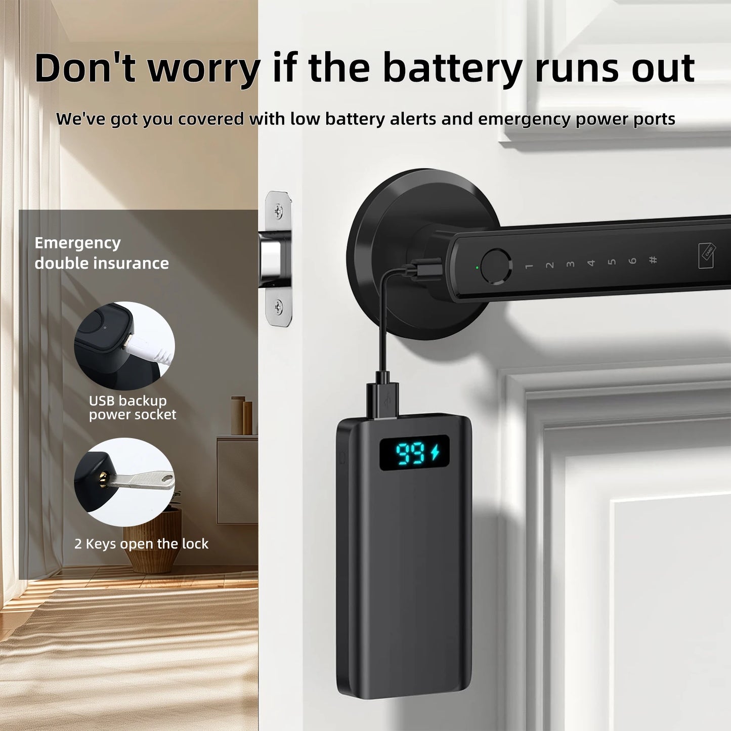 ‌Smart Fingerprint Door Lock Pro‌ WiFi/APP Remote Control Touchscreen Keypad Auto-Lock IP65 Waterproof
